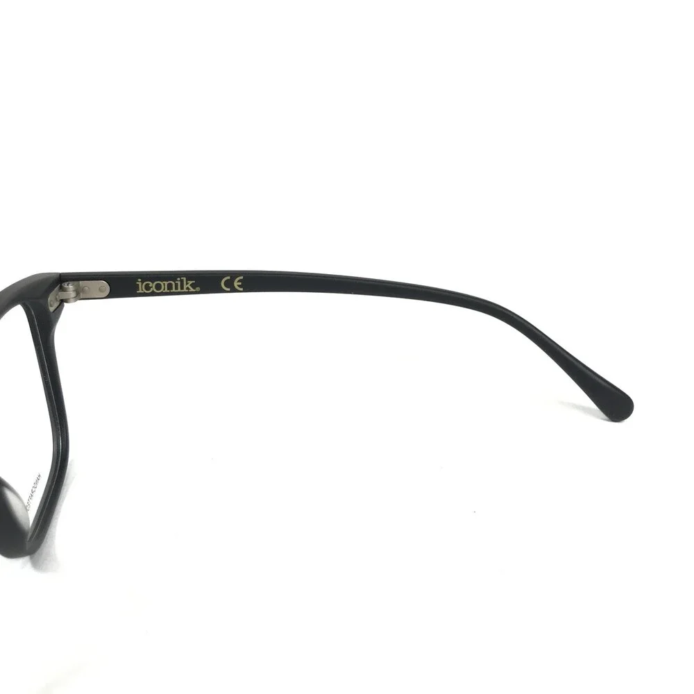 Iconik Eyeglasses Frames Harrison C02 Black Square Horn Rim 51-18-145